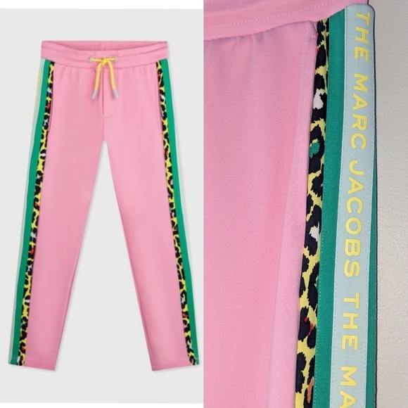 Marc Jacobs Pants - Marc Jacobs Pink Track Pants with Leopard Stripe